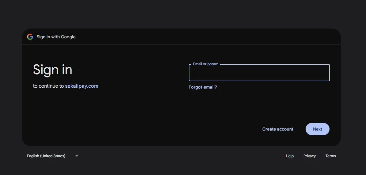 Screenshot langkah 4: Mendaftar Akun Menggunakan Akun Google