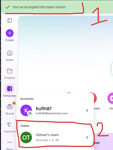 Screenshot langkah 6: Verifikasi Keanggotaan Tim Anda
