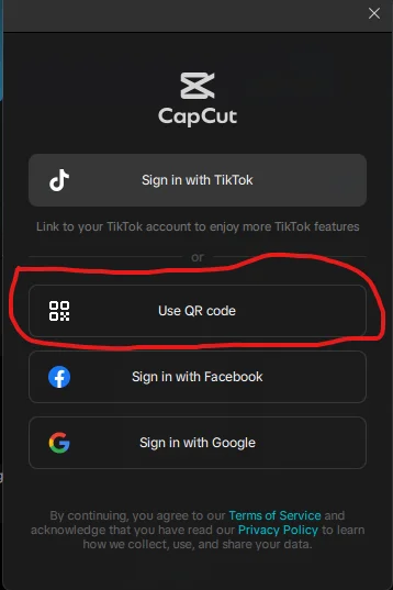 Screenshot langkah 3: 3. Proses Login CapCut Menggunakan QR (Desktop)