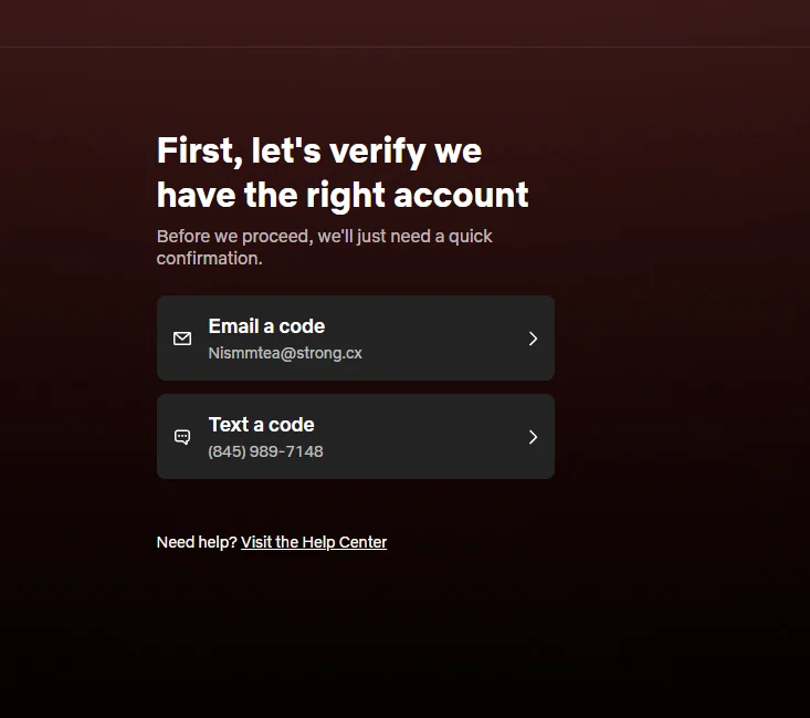 Screenshot langkah 3: Pilih Opsi "Email a Code"